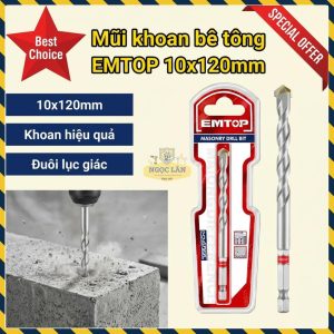 Mũi Khoan Bê Tông EMTOP 10x120mm Đuôi Lục Giác ECDB030120
