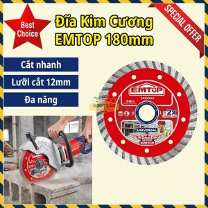 EMTOP Đĩa Kim Cương 180mm Cắt Gạch, Bê Tông, Đá EDDC031801