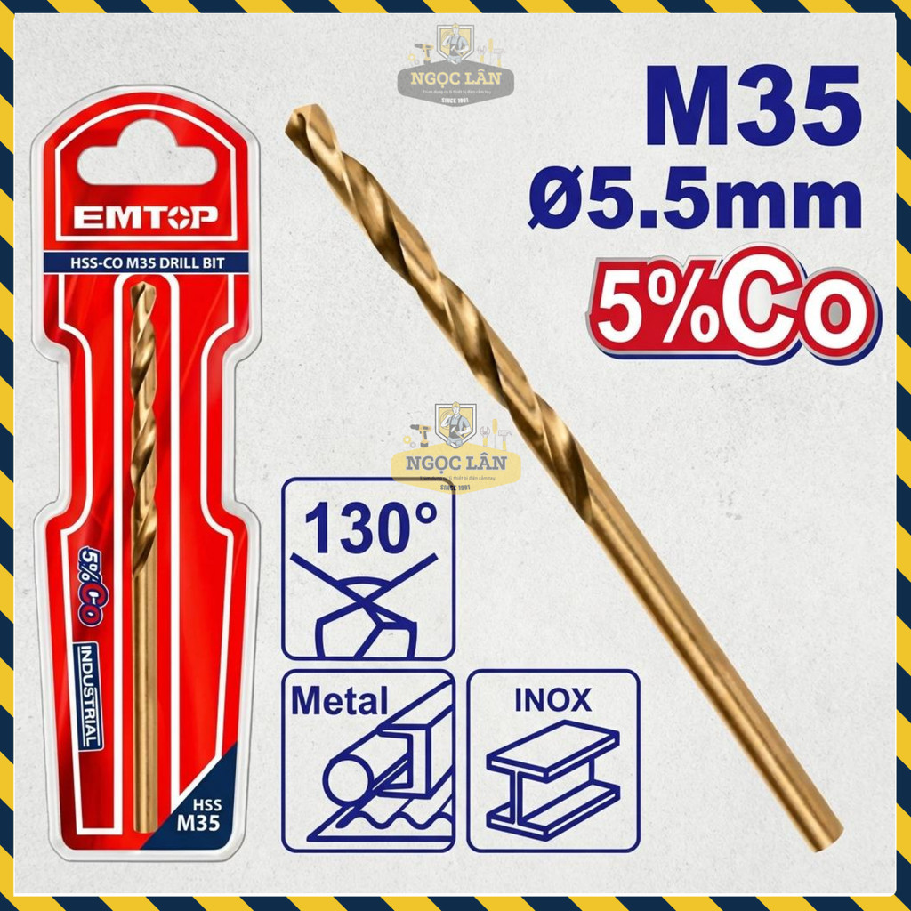 Mũi Khoan Inox EMTOP HSS-CO M35 5.5mm ETDB130551 - Ảnh 2