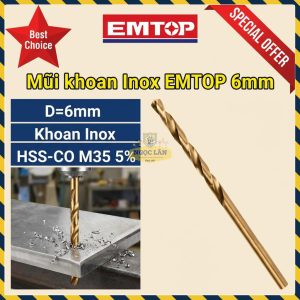 Mũi Khoan Inox HSS-CO M35 EMTOP 6mm ETDB130601