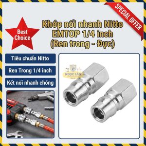 Khớp Nối Nhanh Nitto EMTOP Ren Trong Đực 1/4" bộ 2 EMQP2973