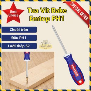 Tua Vít EMTOP 5x100mm PH1 Chuôi Tròn Lưỡi S2 ESDRPH1402
