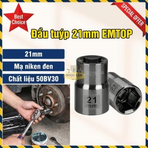 Đầu Tuýp EMTOP 21mm 1/2" 50BV30 Mạ Niken Đen ESCT12211