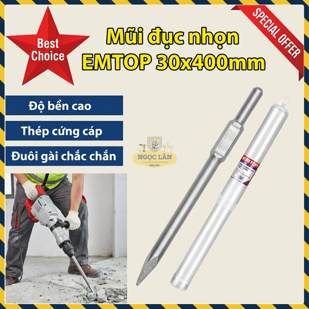 Mũi Đục Nhọn Đuôi Gài 30x400mm EMTOP ECHS034002