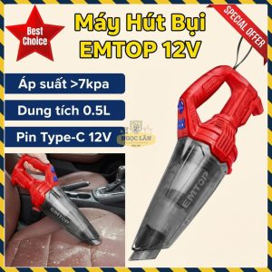 Máy Hút Bụi Pin Type-C EMTOP 12V Dung Tích 0.5L ELVC2026