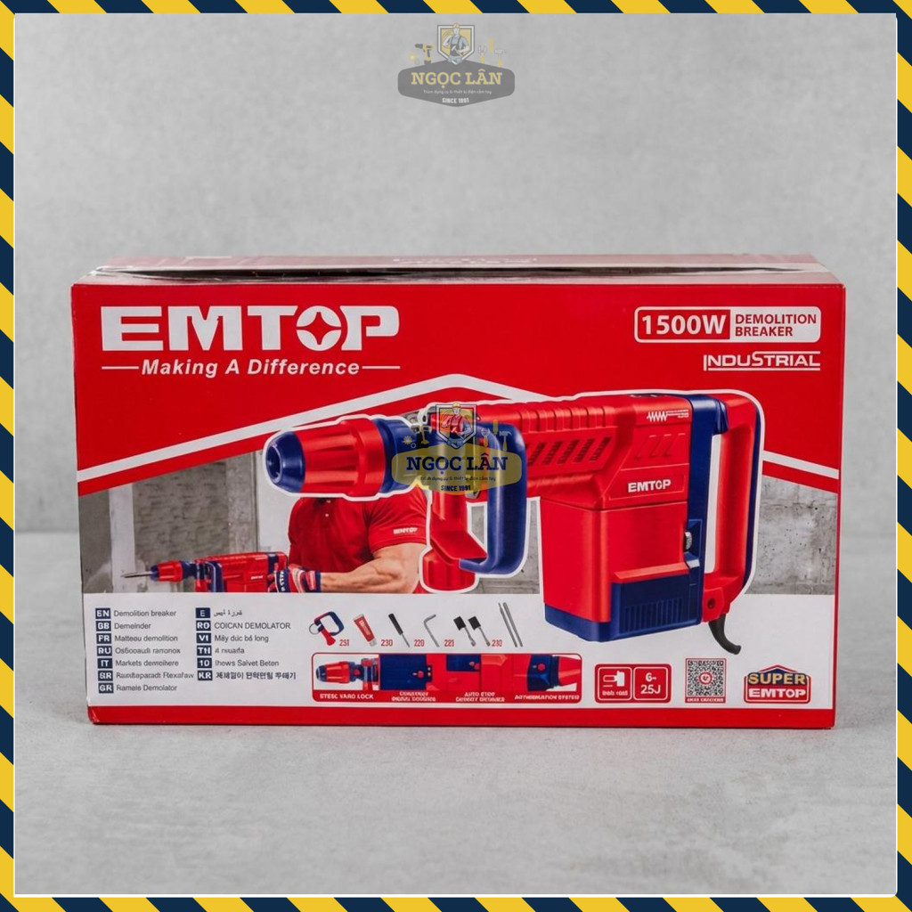 Máy Đục Bê Tông 17mm EMTOP EDBRM1501, 1500W, Chống Rung - Ảnh 4