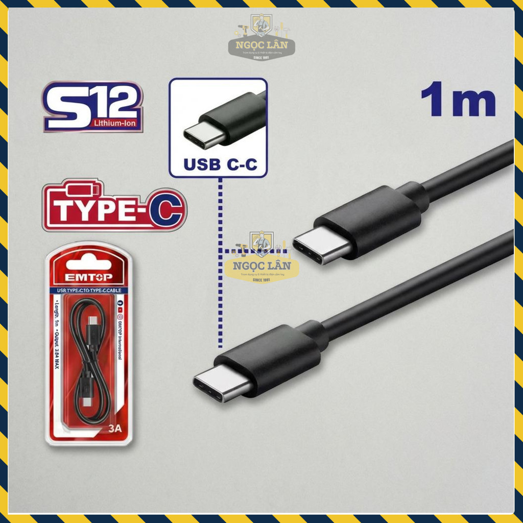 Cáp Sạc Nhanh Type C to Type C EMTOP EUCC02 3A Dài 1M - Ảnh 4