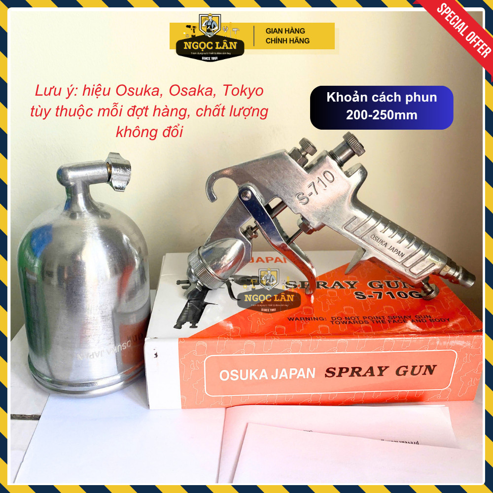 Béc phun sơn Osuka S-710G 1.5mm bình trên, kèm cốc 400cc - Ảnh 2