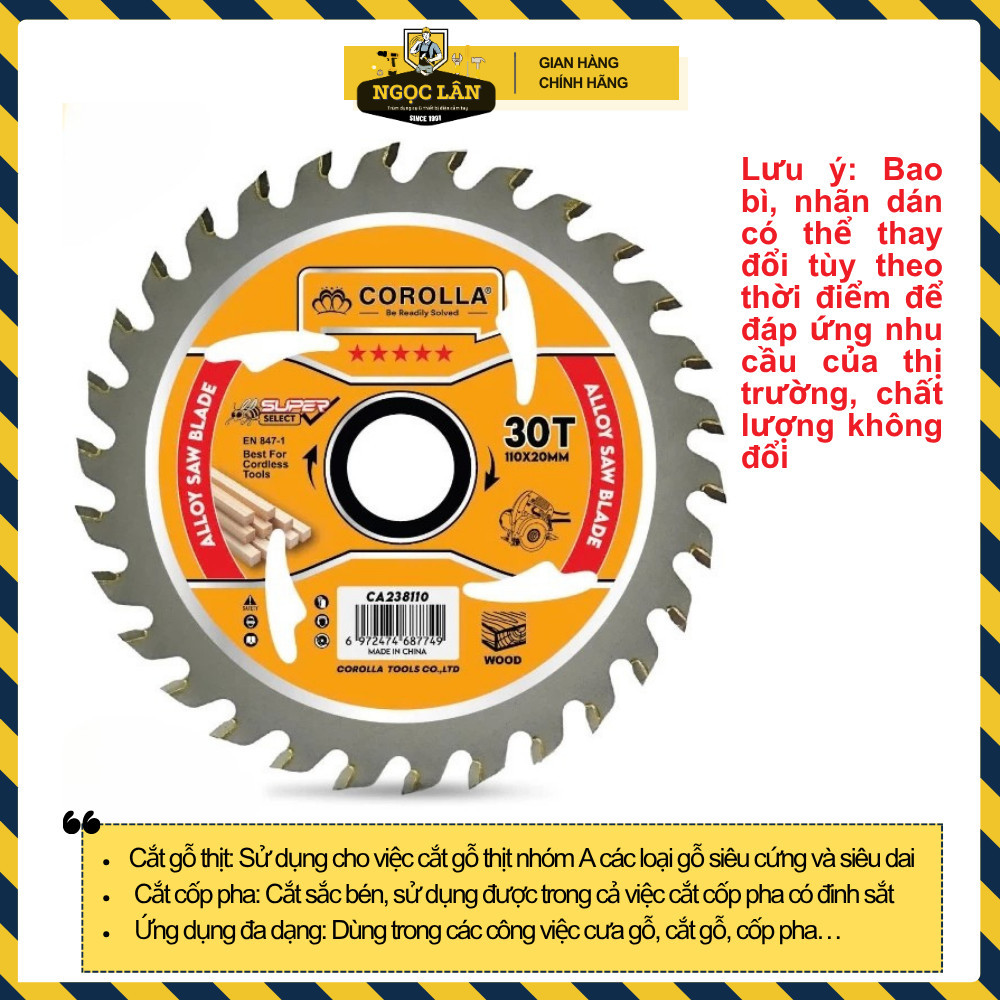 Lưỡi cưa gỗ ván cốp pha Corolla A2 110x30Tx20mm sắc bén cao cấp - Ảnh 7