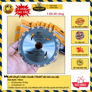 Lưỡi cắt gỗ 2 chiều cưa gỗ thịt, cốp pha Corolla 110x40T sắc bén