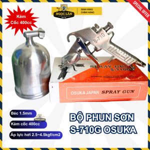 Béc phun sơn Osuka S-710G 1.5mm bình trên, kèm cốc 400cc