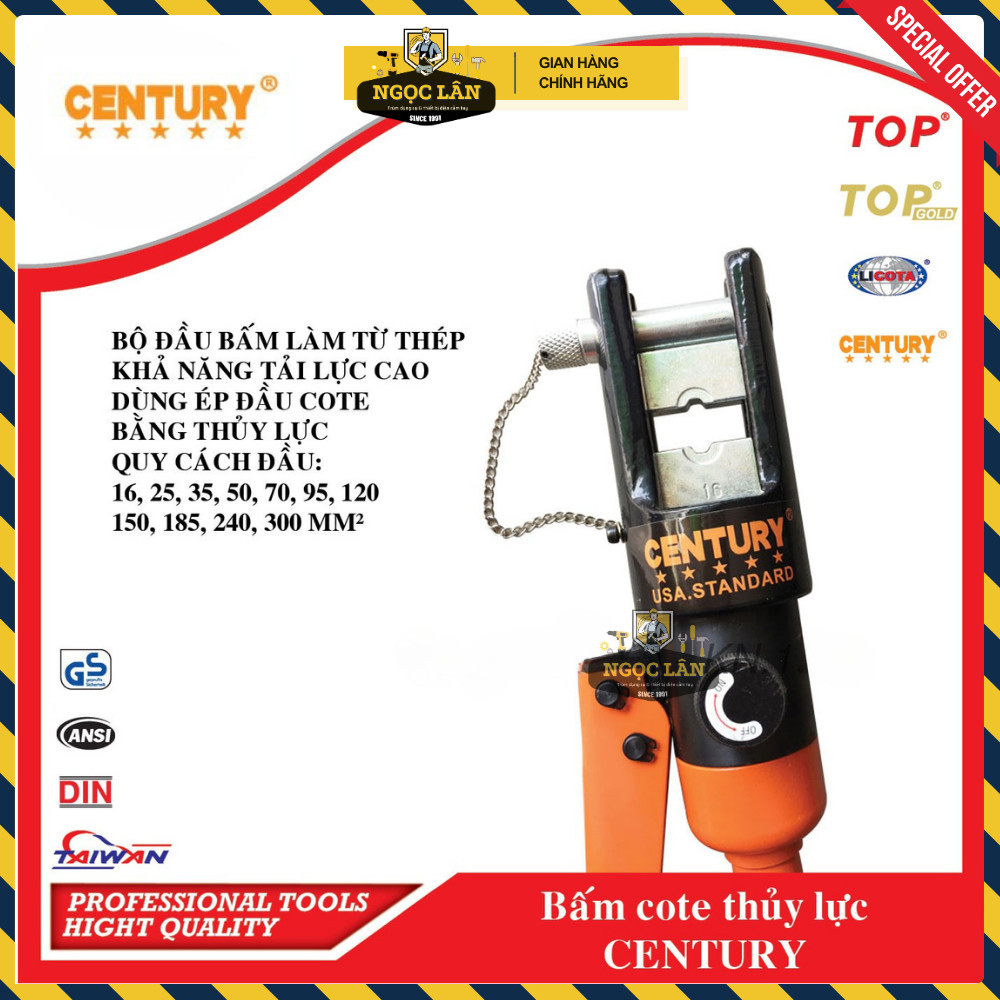 Kìm bấm đầu cose thủy lực Century 16-300MM2 chính hãng - Ảnh 4
