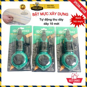 Bộ Thước Bật Mực Tự Động Thu Dây 10m Kèm Hủ Mực