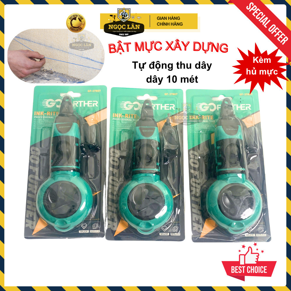 Bộ Thước Bật Mực Tự Động Thu Dây 10m Kèm Hủ Mực