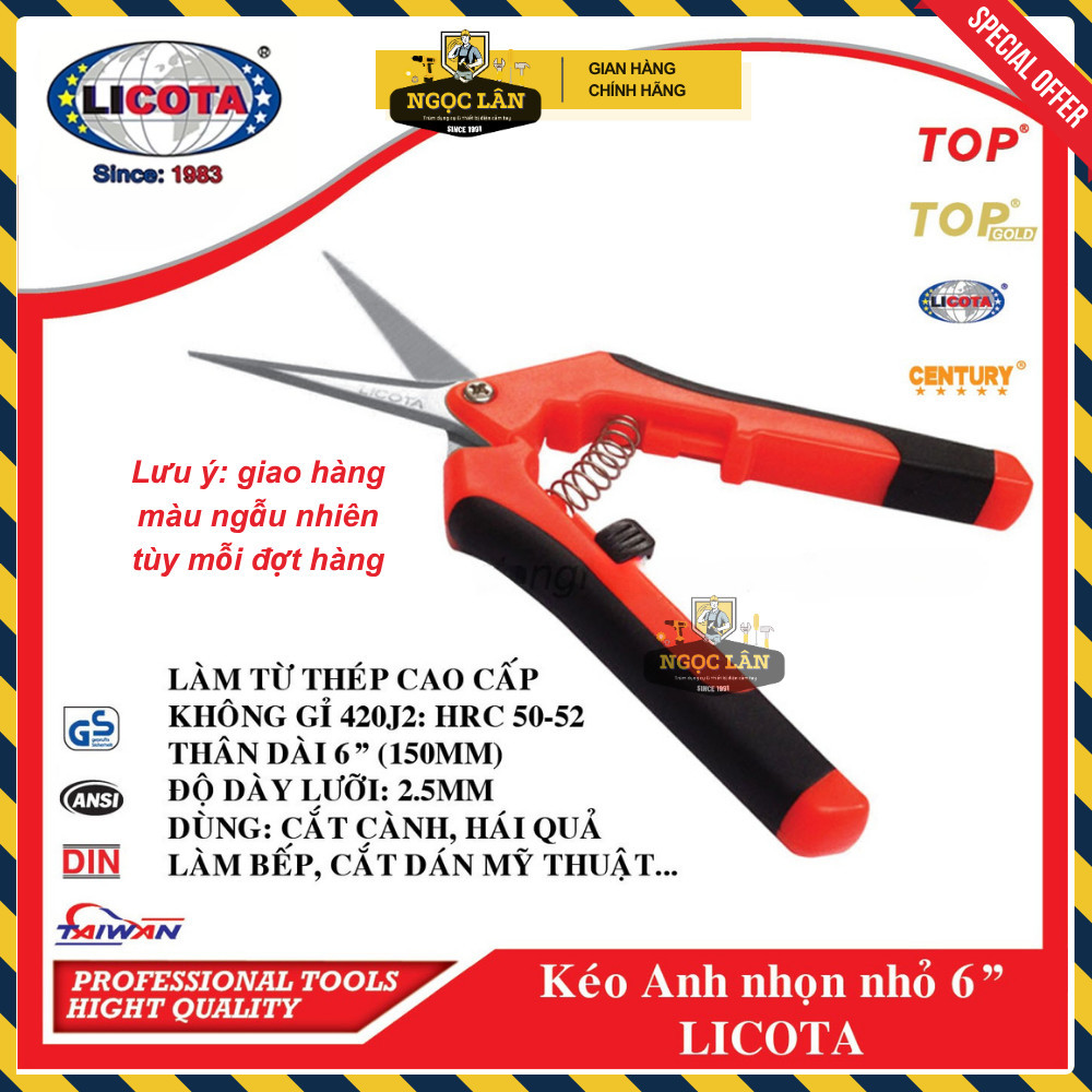 Kéo cắt cành Licota 6.5" 150mm kiểu Anh Đài Loan cao cấp - Ảnh 2