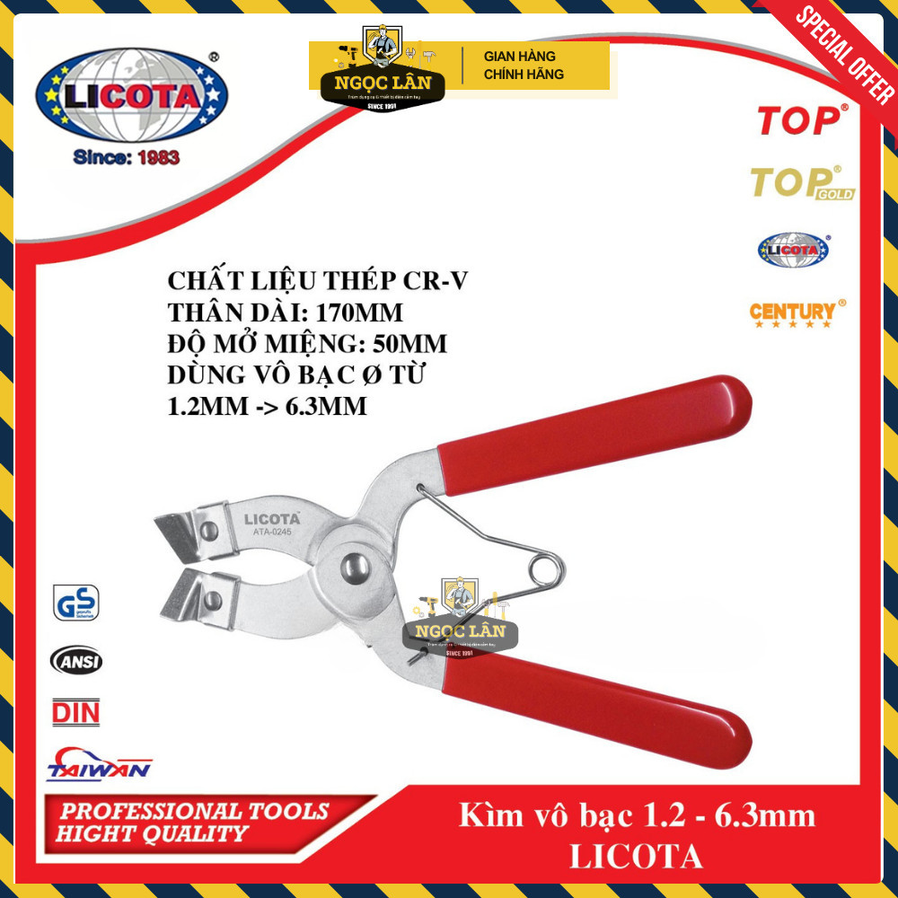 Kìm vô bạc piston Licota 1.2-6.3mm ATA-0245 - Ảnh 2