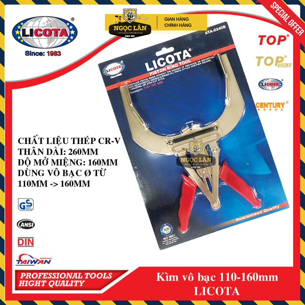 Kìm Vô Bạc Piston Licota 110-160mm Chính Hãng Cao Cấp Đài Loan - Ảnh 2