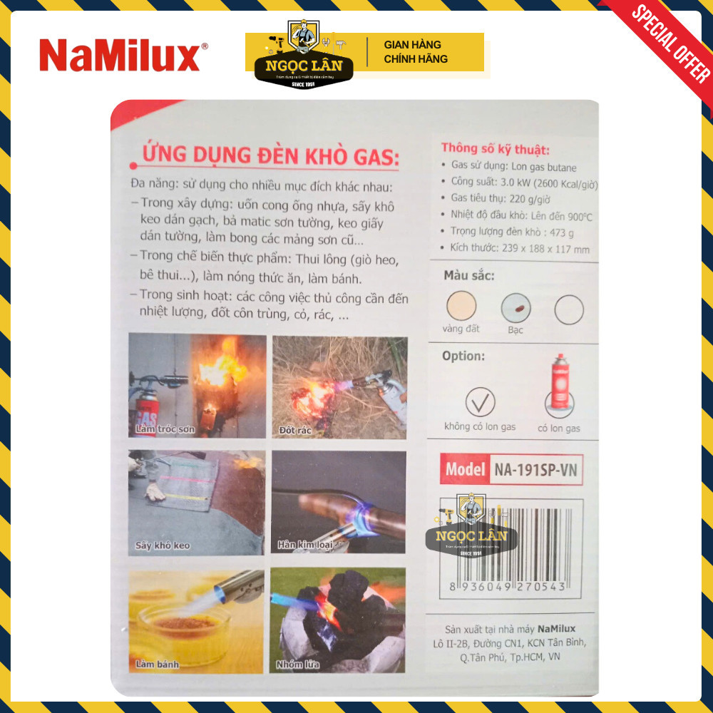 Chính hãng Namilux NA-191SP Khò gas Đèn khò có đế - Ảnh 7