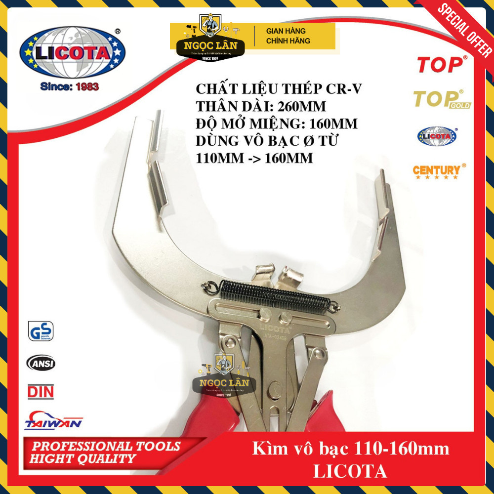 Kìm Vô Bạc Piston Licota 110-160mm Chính Hãng Cao Cấp Đài Loan - Ảnh 4