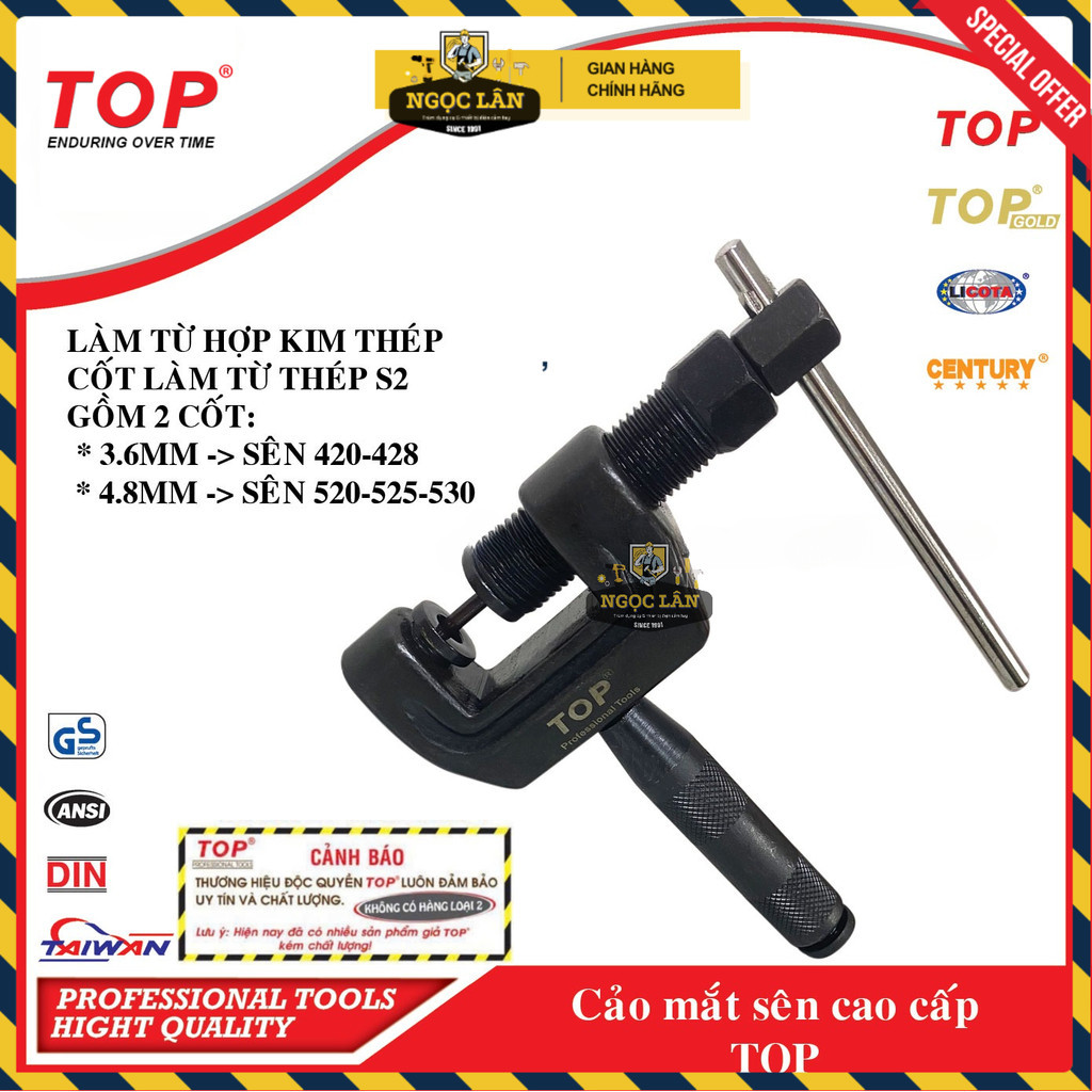 Cảo mắt sên TOP, Vam đột xích xe máy 3.6mm 4.8mm thép đúc - Ảnh 2