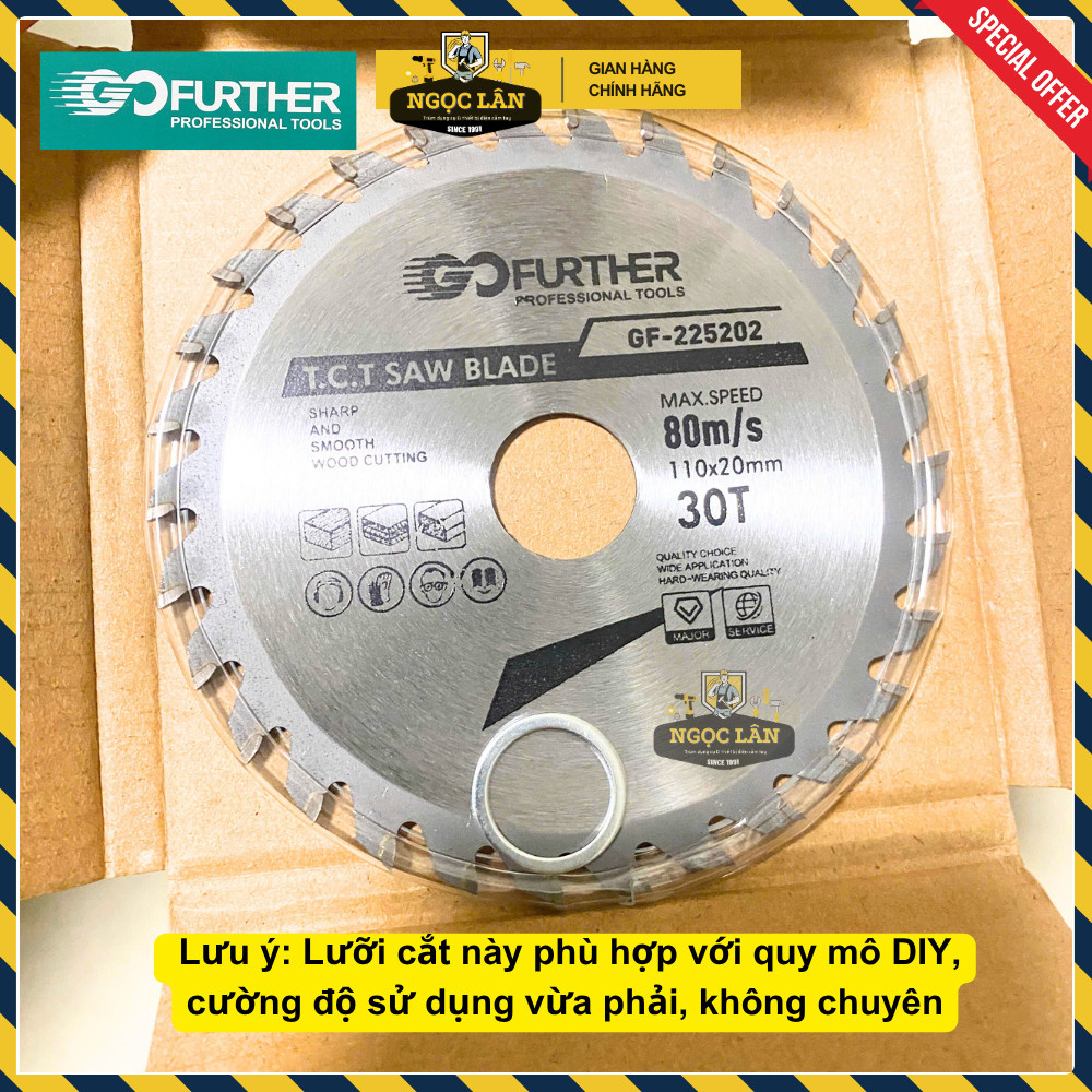 Lưỡi cắt gỗ cưa gỗ GOFURTHER 110x20mm 30 răng tốc độ 80m/s - Ảnh 2