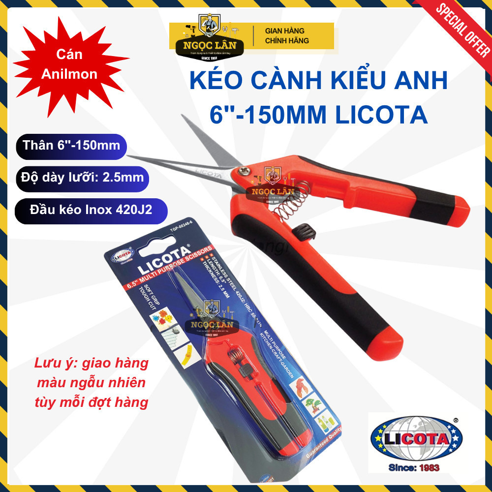 Kéo cắt cành Licota 6.5" 150mm kiểu Anh Đài Loan cao cấp