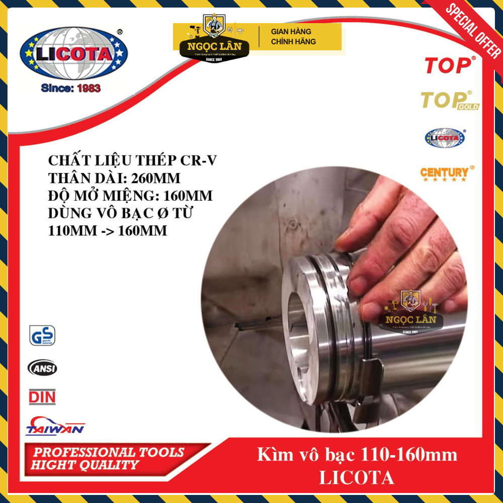 Kìm Vô Bạc Piston Licota 110-160mm Chính Hãng Cao Cấp Đài Loan - Ảnh 3