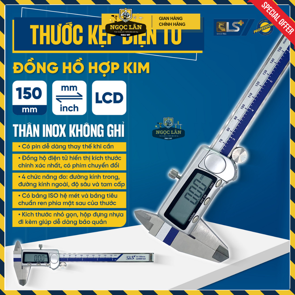 Thước kẹp điện tử LS+ Chính hãng 150mm (Hợp kim & Nhựa) - Ảnh 2