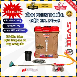 Chính hãng Bình phun thuốc sâu điện BGAS 20L đảo thuốc 1 & 2 Bơm cao cấp