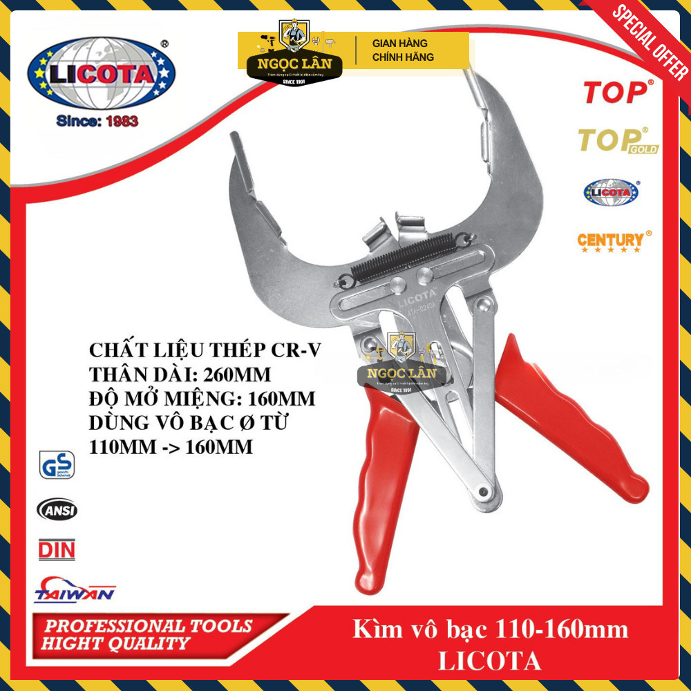 Kìm Vô Bạc Piston Licota 110-160mm Chính Hãng Cao Cấp Đài Loan - Ảnh 5