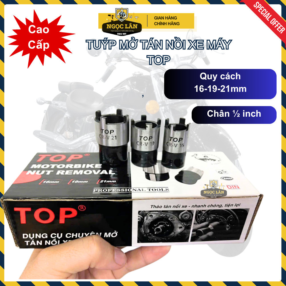 Túyp mở tán nồi côn xe máy TOP 1/2" 16-19-21mm Chính hãng Đài Loan