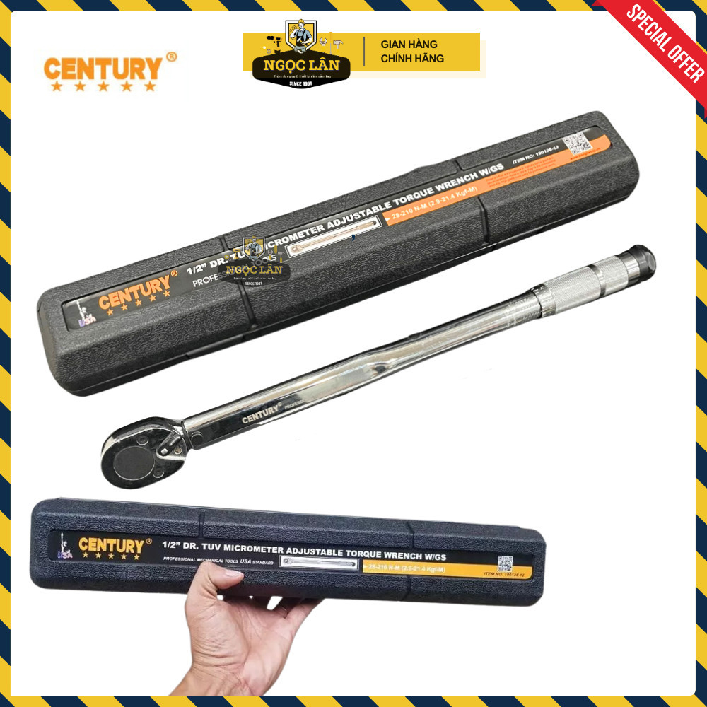 Cần Nổ Siết Chỉnh Lực CENTURY 1/2" (28-210 Nm) 450mm CR-V Chính Hãng - Ảnh 6