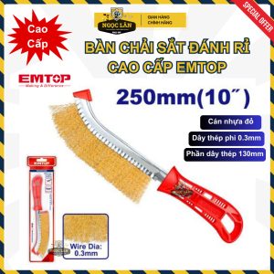 Bàn chải thép EMTOP đánh rỉ chà sắt cán nhựa 10"-250mm EWBH25001