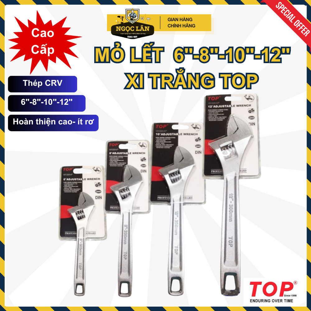 TOP Mỏ Lết xi trắng Chính hãng Đài Loan 6-12 inch (150-300mm) cao cấp