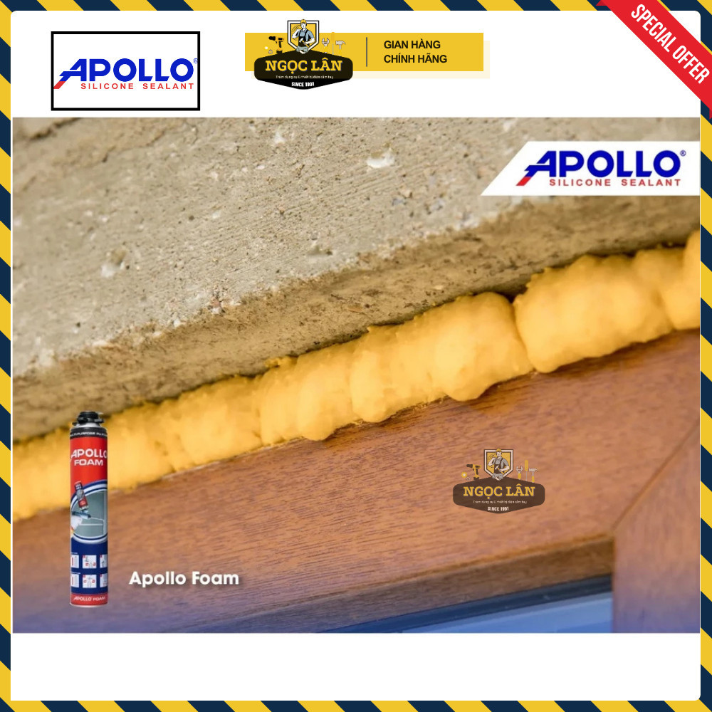 Bọt nở Apollo Foam 750ml, Thùng 12 chai, kết dính, cách âm, cách nhiệt - Ảnh 3
