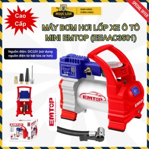 Máy bơm hơi lốp ô tô mini EMTOP 12V EAAC3501
