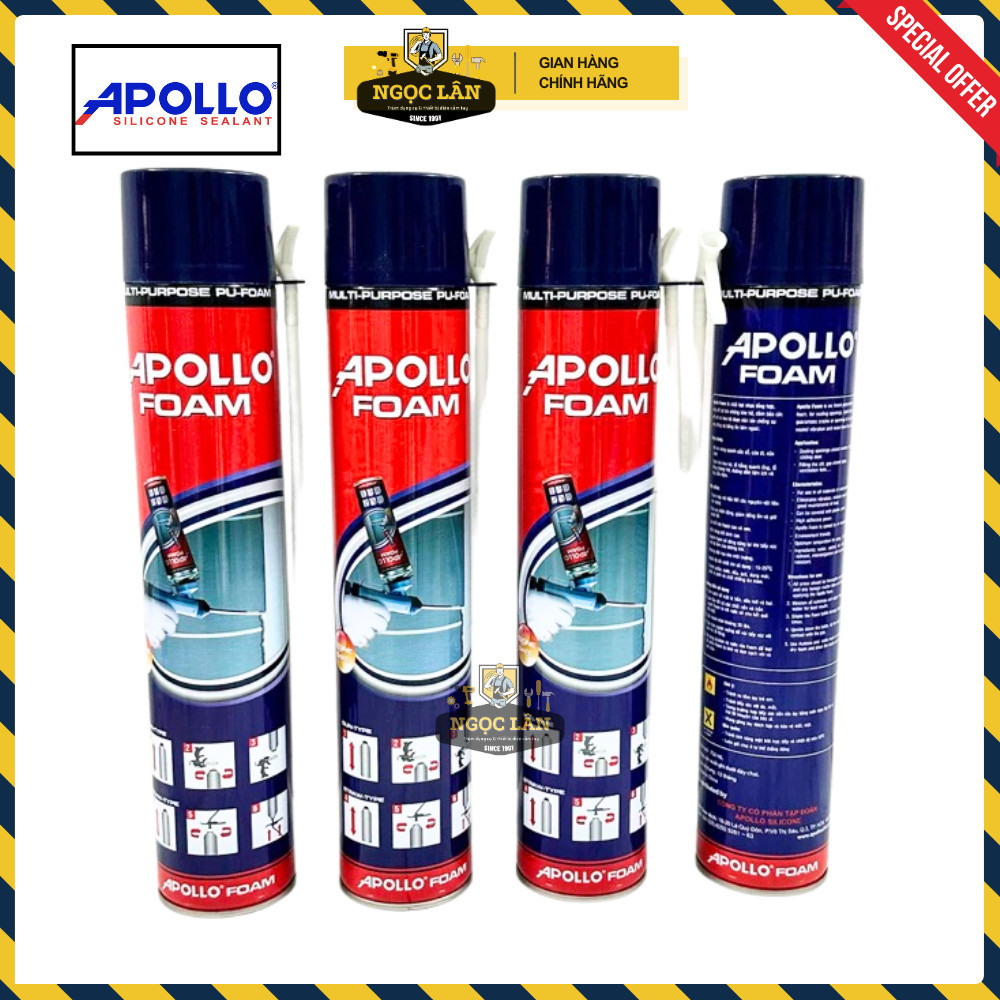 Bọt nở Apollo Foam 750ml, Thùng 12 chai, kết dính, cách âm, cách nhiệt - Ảnh 6