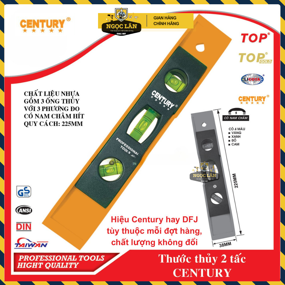 Thước Thủy Nivo Century Nam Châm 225mm 9 inch