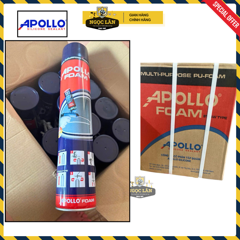 Bọt nở Apollo Foam 750ml, Thùng 12 chai, kết dính, cách âm, cách nhiệt - Ảnh 7