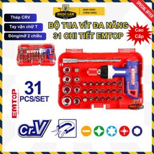Tua vít 31 chi tiết EMTOP tay T, 2 chiều, đầu CR-V (EBST03102)