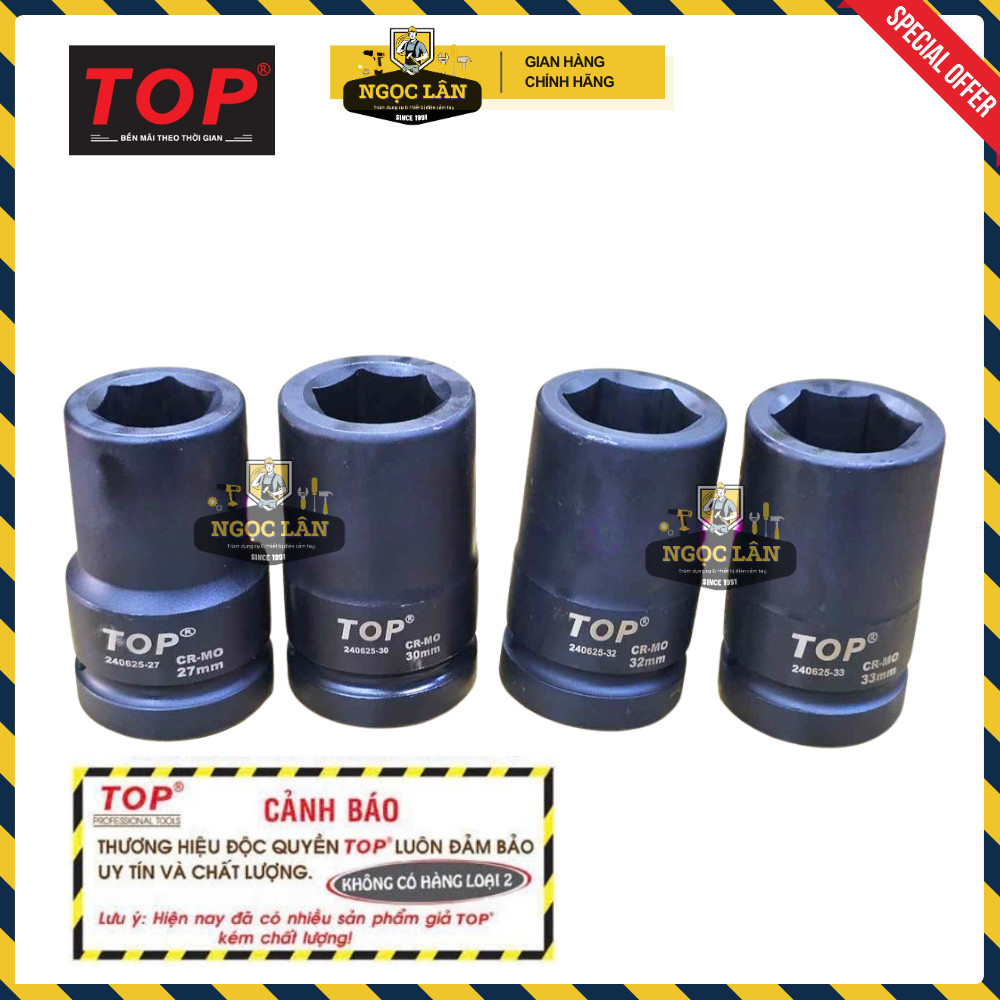 TOP Đầu tuýp, đầu khẩu 1 inch đen Chính hãng, nhiều cỡ 27-41mm - Ảnh 5
