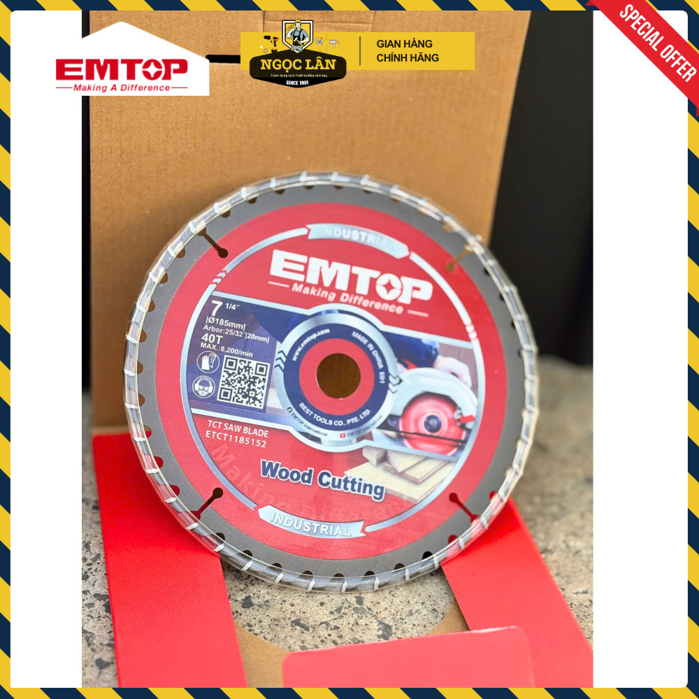 Lưỡi Cắt Gỗ Hợp Kim TCT EMTOP 185mm 235mm 254mm - Ảnh 6