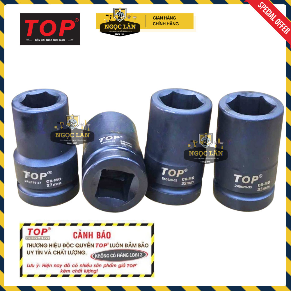 TOP Đầu tuýp, đầu khẩu 1 inch đen Chính hãng, nhiều cỡ 27-41mm - Ảnh 6