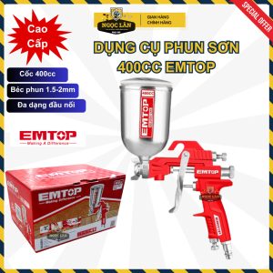 Béc phun sơn EMTOP vít tua lê 1.5mm kèm bình 400cc EASG04012
