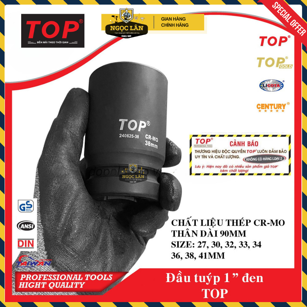 TOP Đầu tuýp, đầu khẩu 1 inch đen Chính hãng, nhiều cỡ 27-41mm - Ảnh 2