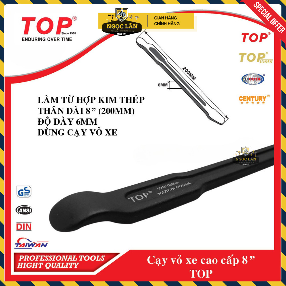 Cây nạy vỏ lốp xe TOP thép đen 8", 11", 21" Chính hãng - Ảnh 3