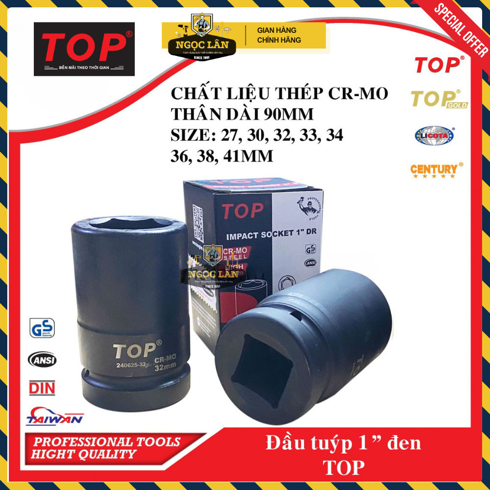 TOP Đầu tuýp, đầu khẩu 1 inch đen Chính hãng, nhiều cỡ 27-41mm - Ảnh 3