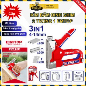 Kìm bắn đinh ghim EMTOP 3 chức năng U, Cổng, Thẳng, chỉnh lực ESGU1001