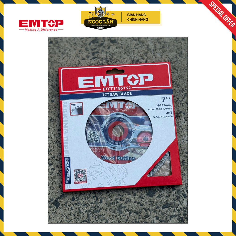 Lưỡi Cắt Gỗ Hợp Kim TCT EMTOP 185mm 235mm 254mm - Ảnh 5