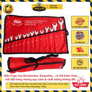 Bộ cờ lê vòng miệng 14 cây, thép CRV, cỡ 8-24mm vặn bulong